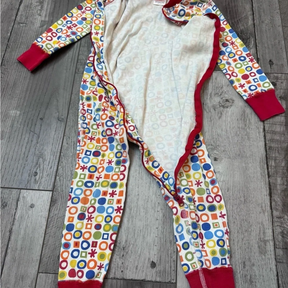 Hanna Andersson Colorful Shapes PJs Zip Up One Piece Zipper Size 90 US 3